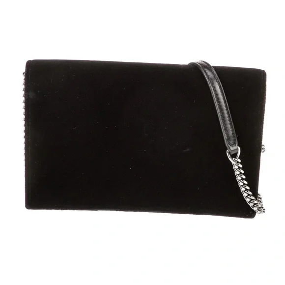 Yves Saint Laurent Black Velvet Clutch with Silver Accents - Picture 4 of 6